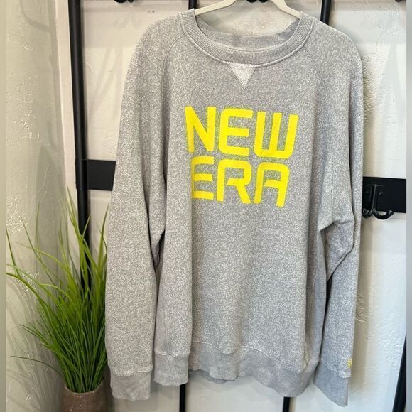 New Era sweatshirt pullover crew neck grey neon size 2XL - Picture 3 of 14